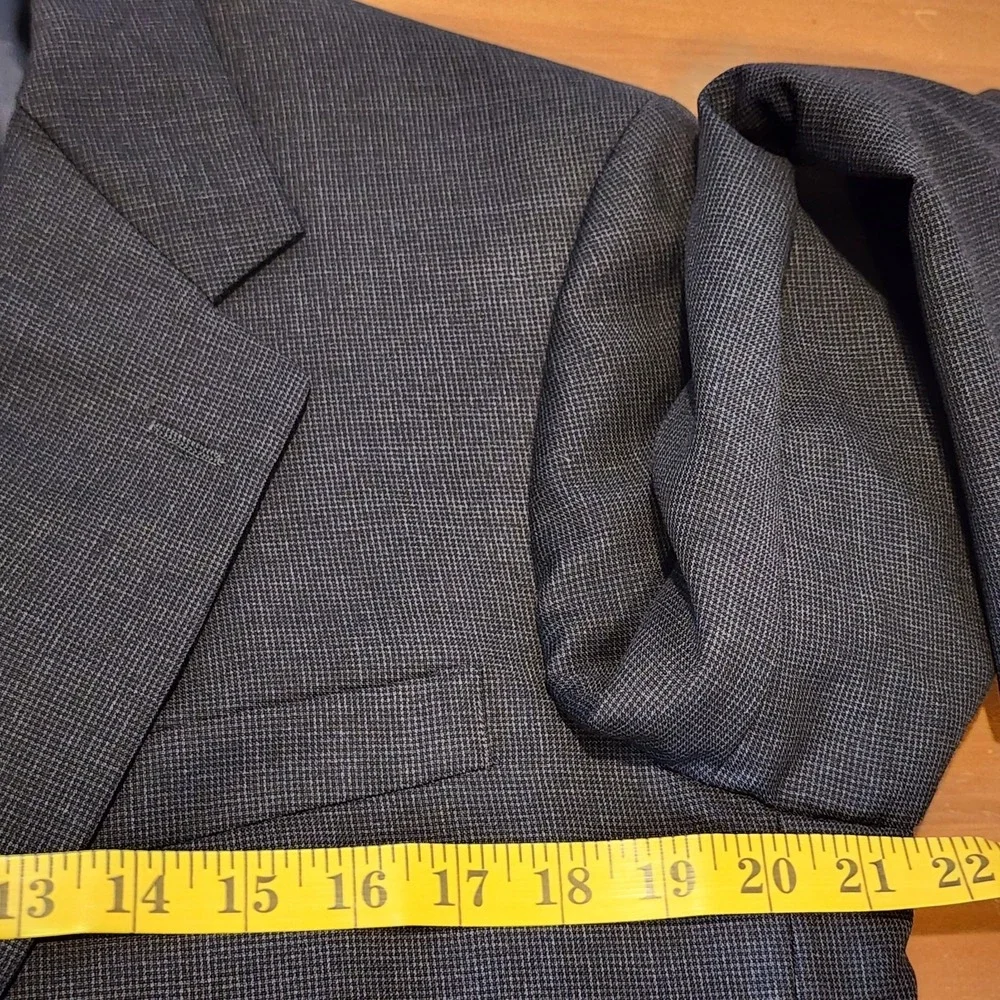 Southwick USA‎ Sharkskin Wool Suit Jacket 40R Gray Sport Coat Classic Tailored